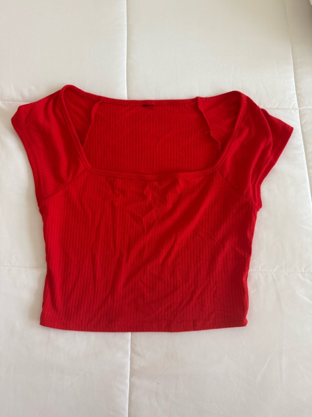 SHEIN Ribbed Square Neck Top